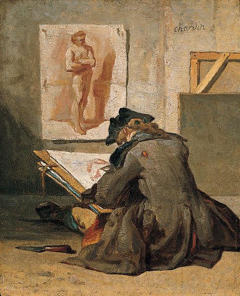 Jean Simeon Chardin Young Student Drawing Norge oil painting art